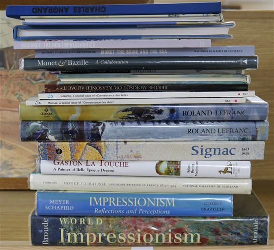 A quantity of reference books relating to impressionism and related artists including Monet, Charles Angrand etc.